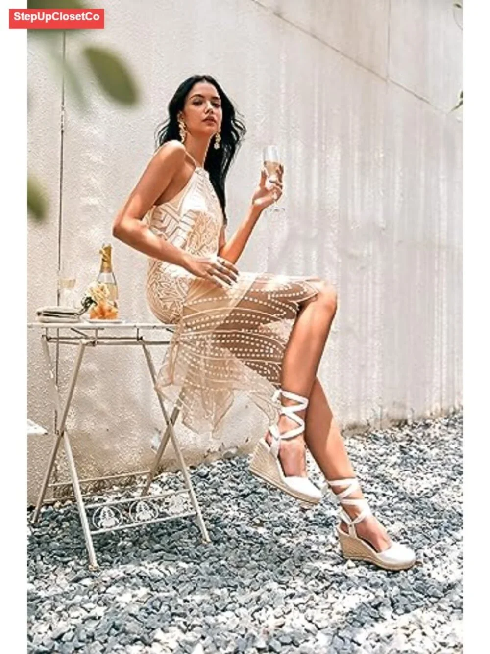 Women's Espadrille Wedge Sandals Closed Toe Lace Up Platform Ankle Wrap Summer
